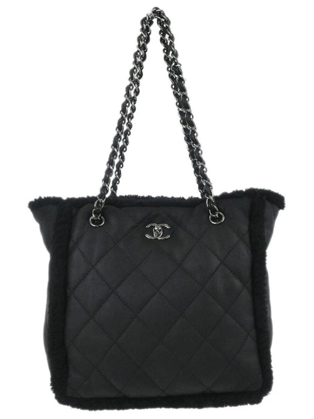 Chanel Black Mouton Chain Tote Bag 178246